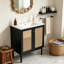 Meuble-lavabo autoportant de 30 po avec lavabo en céramique et portes en rotin