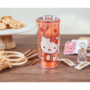 Hello Kitty Pink Big Bow Tumbler 20oz Insulated Stainless Steel Travel Cup  Straw