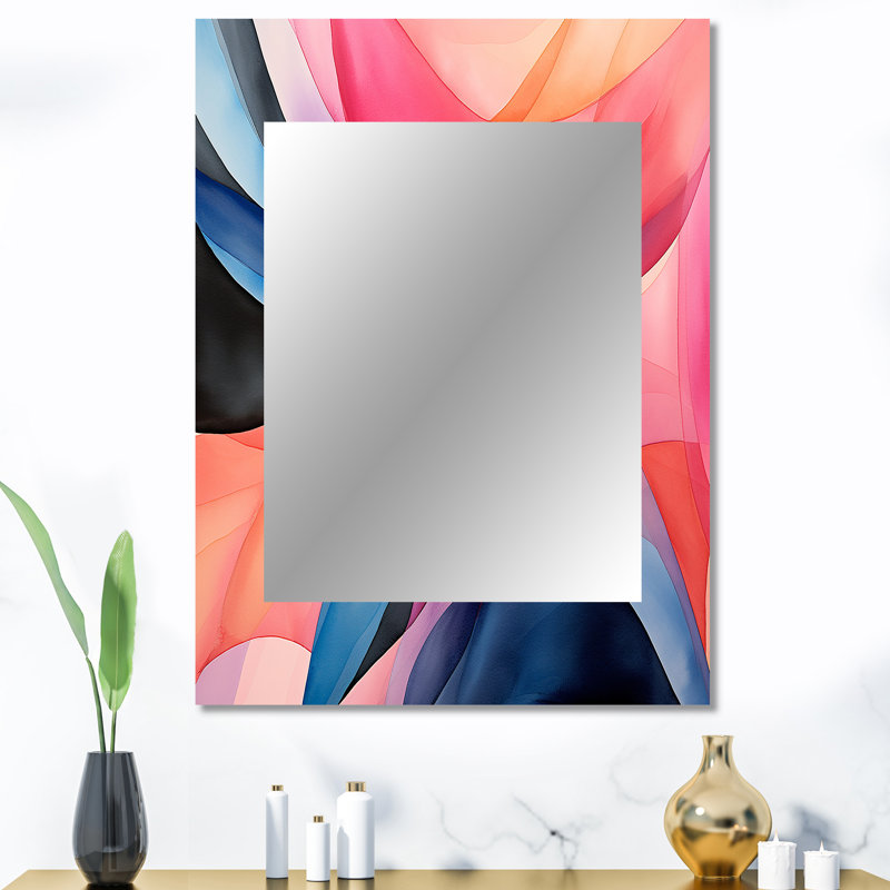 Motif géométrique de couleurs douces V - miroir mural géométrique unique, miroir moderne, impression d'art en métal
