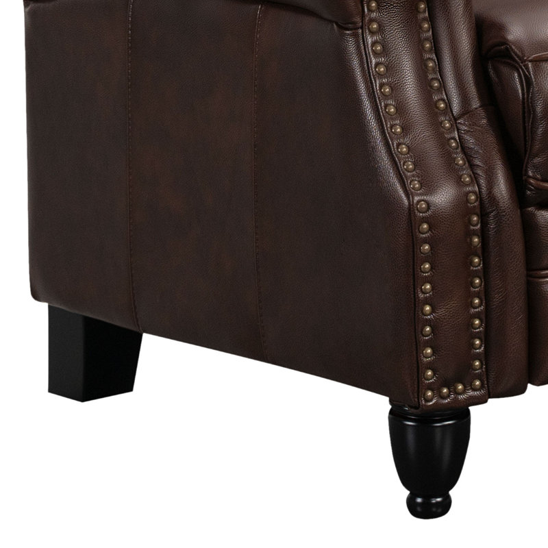 Arrin Recliner, Dark Brown Genuine Leather