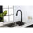 Pull Down Kitchen Faucet - Stainless Steel, High Arc, Single Handle, Cost-Effective, Matt Black Modern Handle Arc , 1.8 Gpm Flow Rate,-126706825