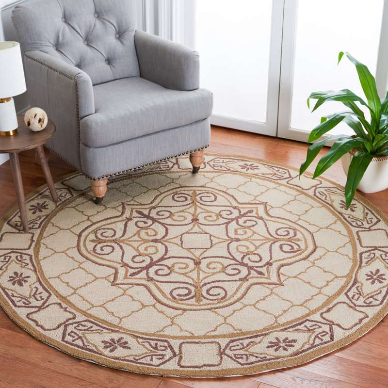 Oudkerk Hand Hooked Performance Geometric Rug, Round 6'
