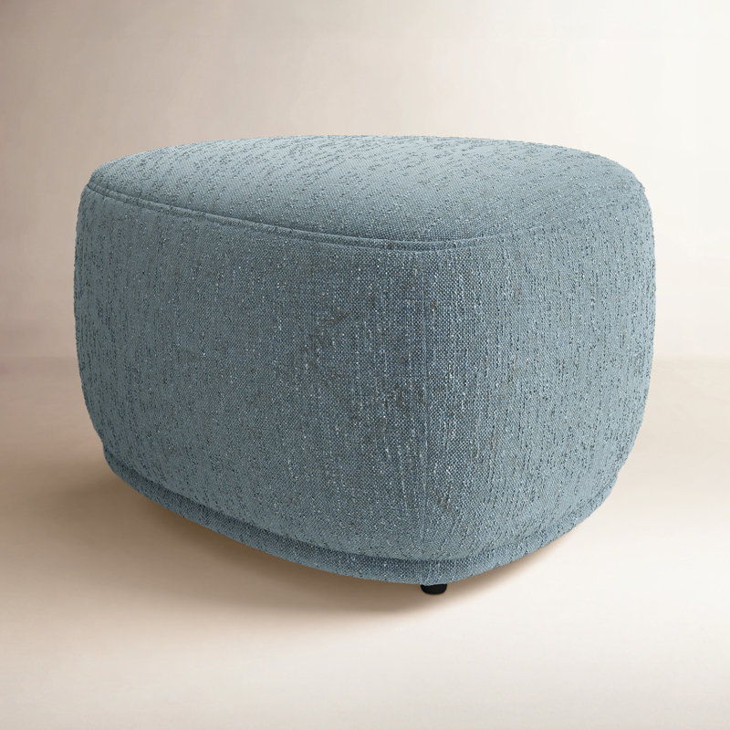 Adna 26.5'' Triangular Upholstered Ottoman, Mellow Steel Blue Boucle