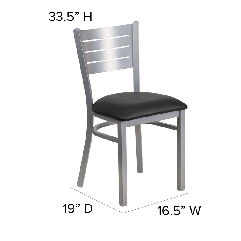 Elkton Slat Back Metal Restaurant Chair, Black