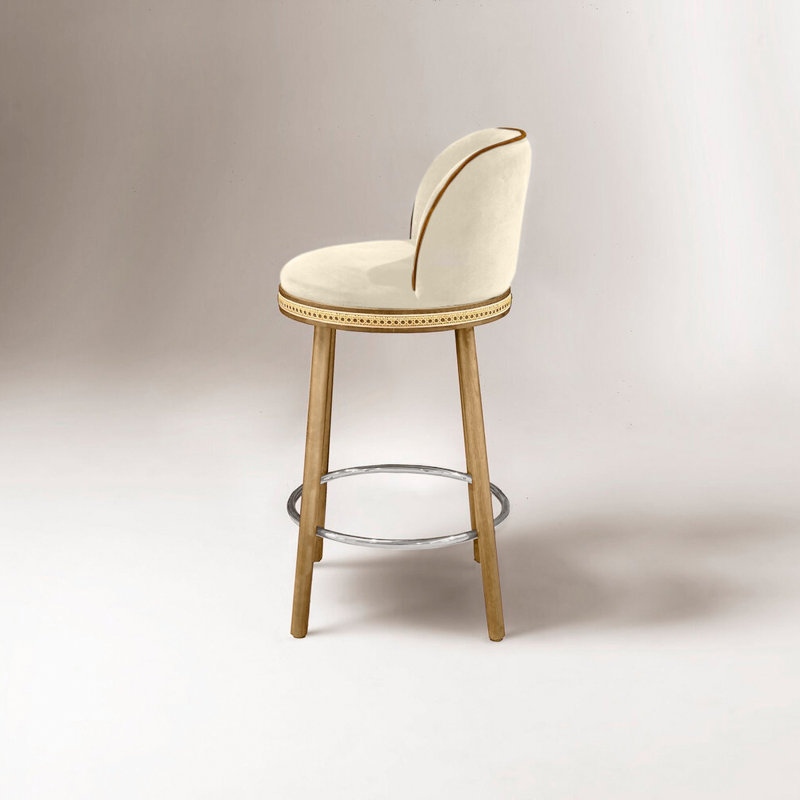 Tabouret de bar et de comptoir Alma, Nuage, Nickel satiné, Tabouret de comptoir (siège d'une hauteur de 27 p