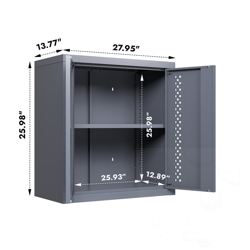Metal wall-mounted garage storage cabinet