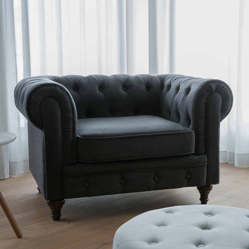 Laila Upholstered Chesterfield Chair, Graphite