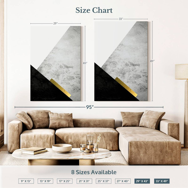 Avery Black Grey Gold Mountains II, 48" H x 32" W