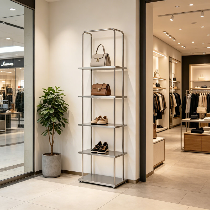 Vitrine simple en acier inoxydable argenté