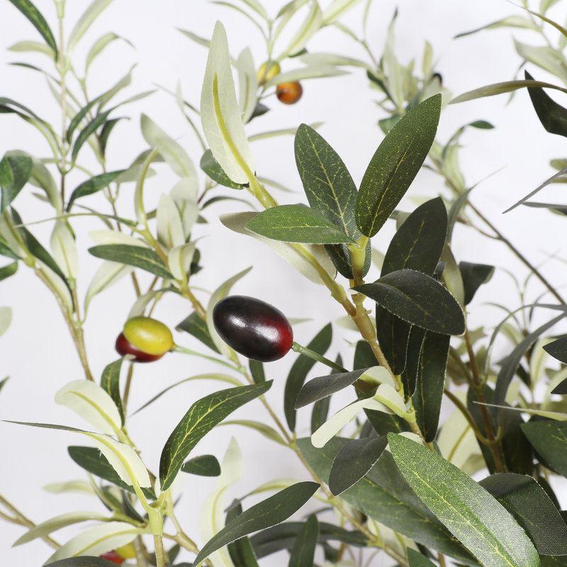 Olive artificielle de 7 pi dans un pot en plastique noir, plante d'olivier artificiel avec détails exquis, arbre artificiel réaliste pour la décoration intérieure de bureau à domicile, plante artificielle nécessitant peu d'entretien