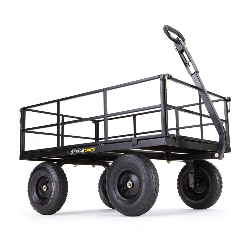 Black Heavy-Duty Steel Utility Wagon with Removable Sides