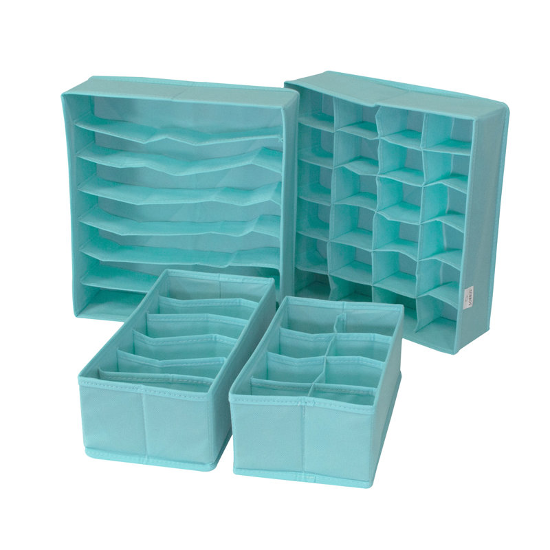 Sorbus Set of 4 Foldable Drawer Dividers and Closet Organizer, Aqua