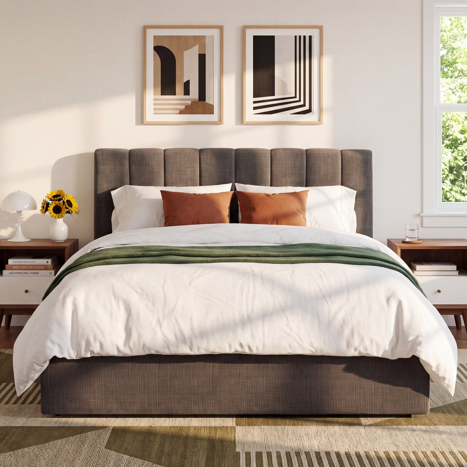 Delmar Linen Upholstered Bed, Queen, Selene Stone