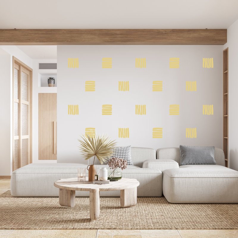 Adhésif décoratif coups de pinceau carrés, Jaune clair