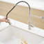 Robinet de cuisine rétractable à poignée simple, nickel brossé, acier inoxydable, robinet au design magnifique dans la poignée, captivant-290688882