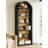 French Arched Wooden Bookshelf | 5-Tier Open Display Cabinet | Living Room & Study Storage Unit