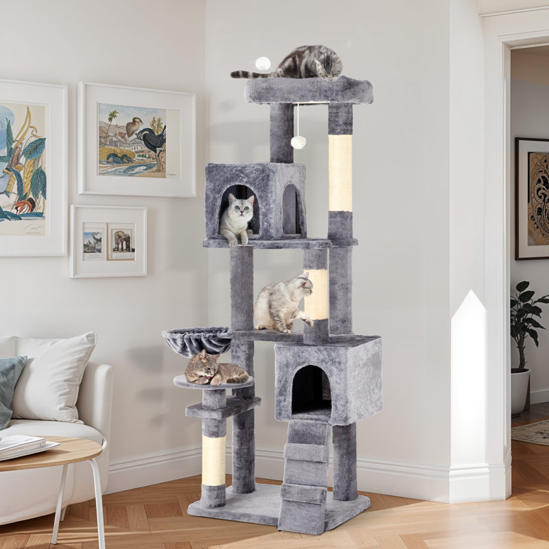 70.8" H Ditzel Multi Layer Cat Tree, Light Gray