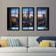 «Buildings at Sunset in Downtown Toronto, Ontario Window», ensemble de 3 reproductions de photos encadrées-20445253
