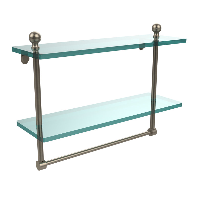 Morosini 2 Piece Tiered Shelf with Towel Bar, Antique Pewter, 12"H x 16"W x 5"D