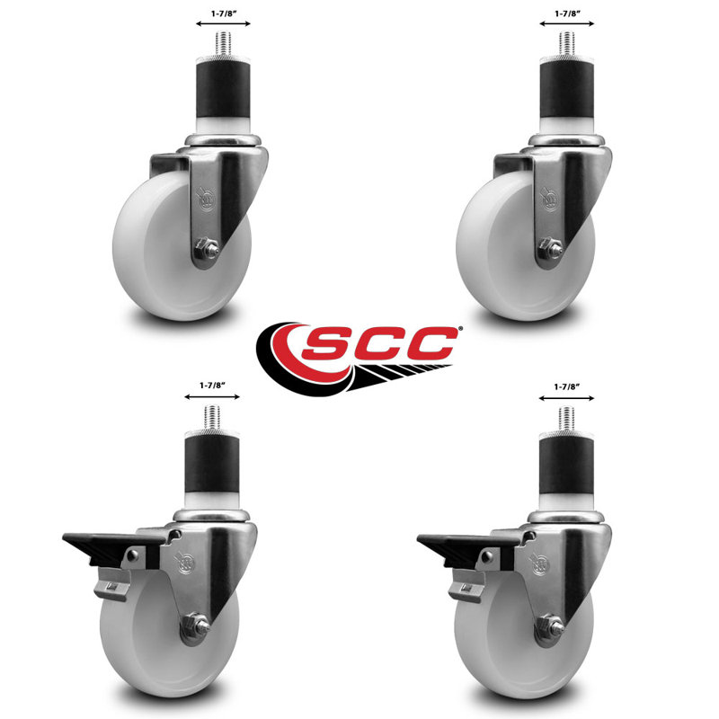 Ensemble de roulettes extensibles pivotantes en nylon 2 roues SCC PLB 4 po x 1-7 / 8 po