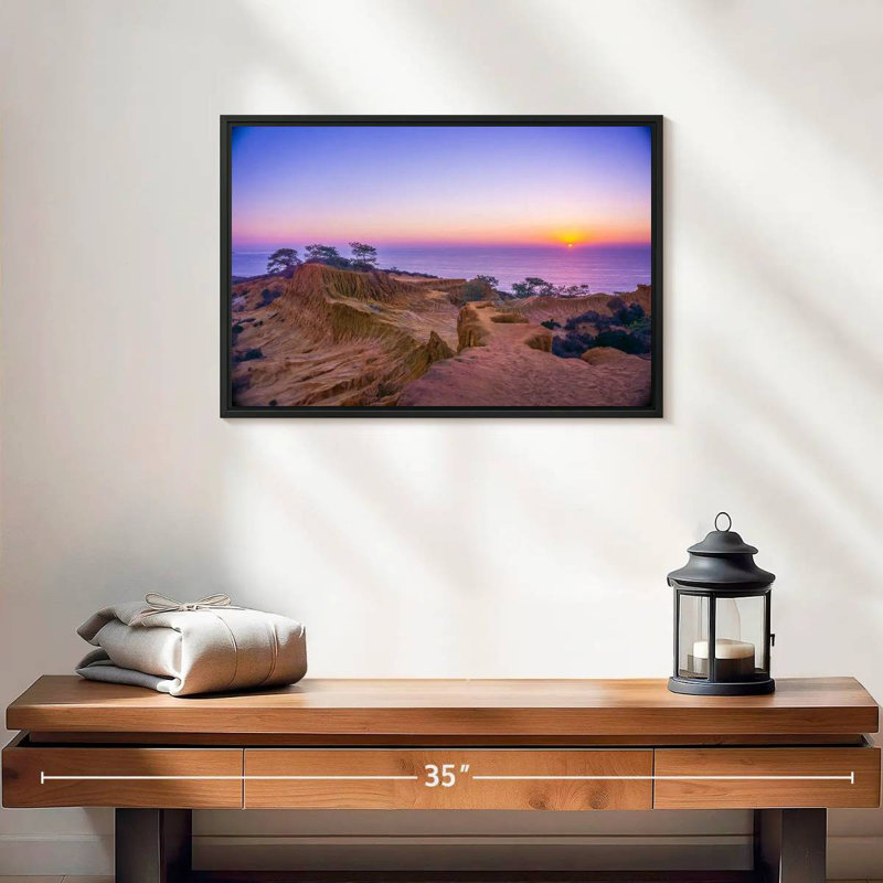 Coucher de soleil Torrey Pines, 19 po x 13 po, Cadre flottant noir