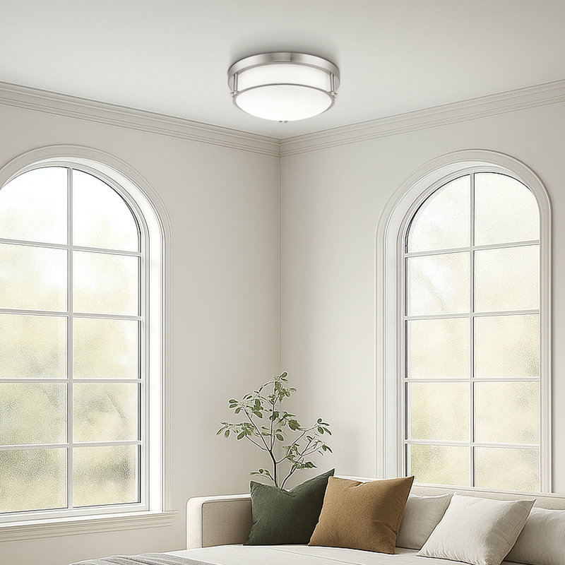 Plafonnier encastré 2 lumières Massaro, Nickel brossé
