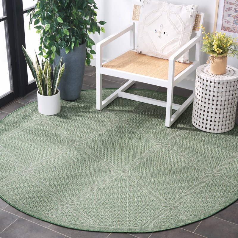 Jaycub Performance Machine Washable Geometric Indoor/Outdoor Area Rug, Round 6'7"