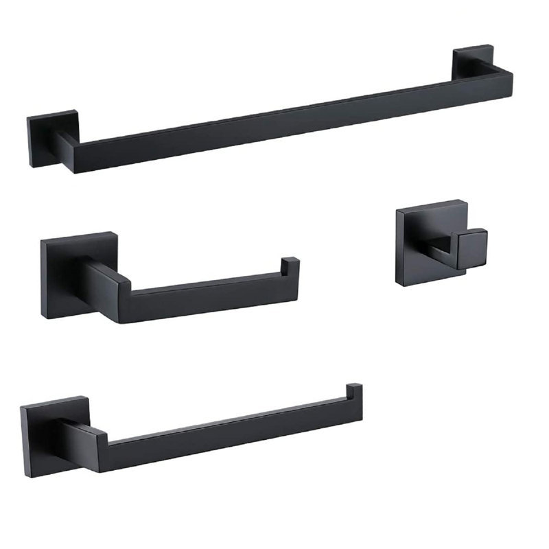 4 - Piece Bathroom Hardware Set, Matte Black
