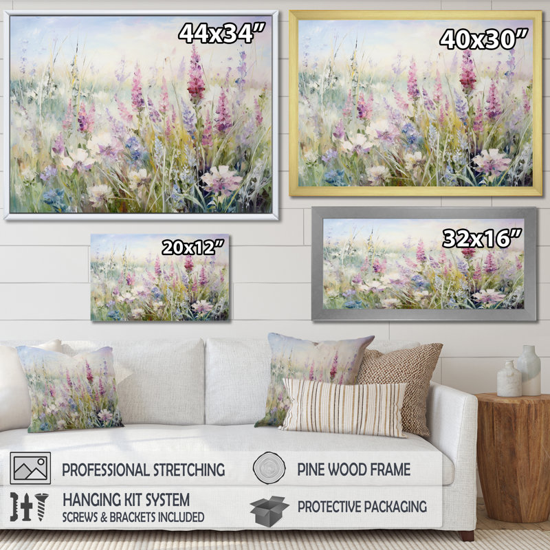 Décoration murale Minimal Herbs Country Charm I - Fleurs, Cadre flottant noir, H 30 po x l 40 po x P 1,5 po