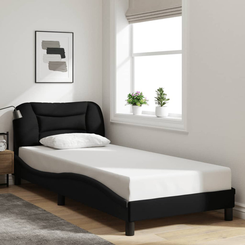 Bed with Mattress Hvar Dark Brown 140x190 cm Fabric, Brown, Full 55.1x78.7 in.