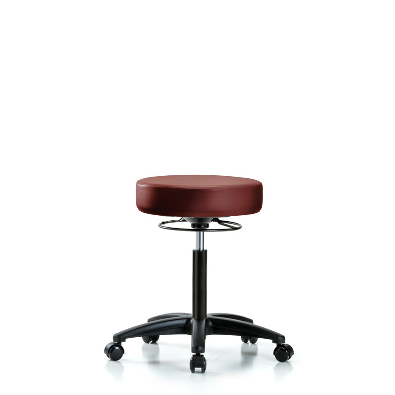 Tabouret en vinyle sans dossier chromé - hauteur de bureau avec roulettes en vinyle Storm Supernova, Noir, Bortsch, 27.75"