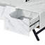 Table basse Throm blanche avec faux grain de marbre et plateau relevable