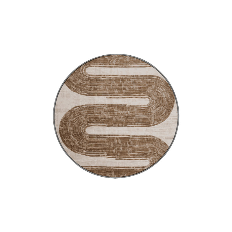 Tapis gris soyeux et moelleux, Rond 4 pi