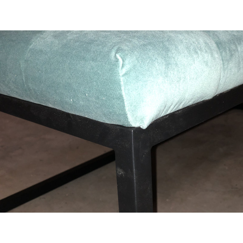 Repose-pieds capitonné rectangulaire en cuir véritable 47 po Duque