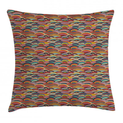 Ambesonne Abstract Geometry Throw Pillow Cushion Cover, Mosaic Style Motley Waves Inspired Thick Arranged Motifs Pattern, Decorative Square Accent Pillow Case