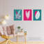 Modern Forest Leaf Fuchsia Pink Teal Contrast Xray Foliage - 3 Piece No Frame Print Set-88622396