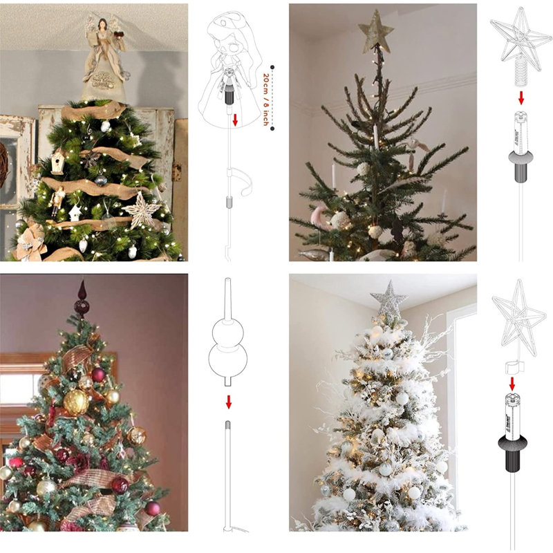 Universal Black Metal Christmas Tree Topper Holder