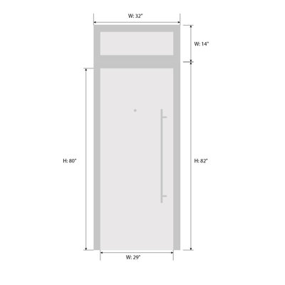 Front Exterior Prehung FiberGlass Door Frosted Glass Manux 8002 White Silk Top Exterior Window Office Commercial and Residential Doors Entrance Patio Garage-W30 x H80+14-Right-hand Inswing