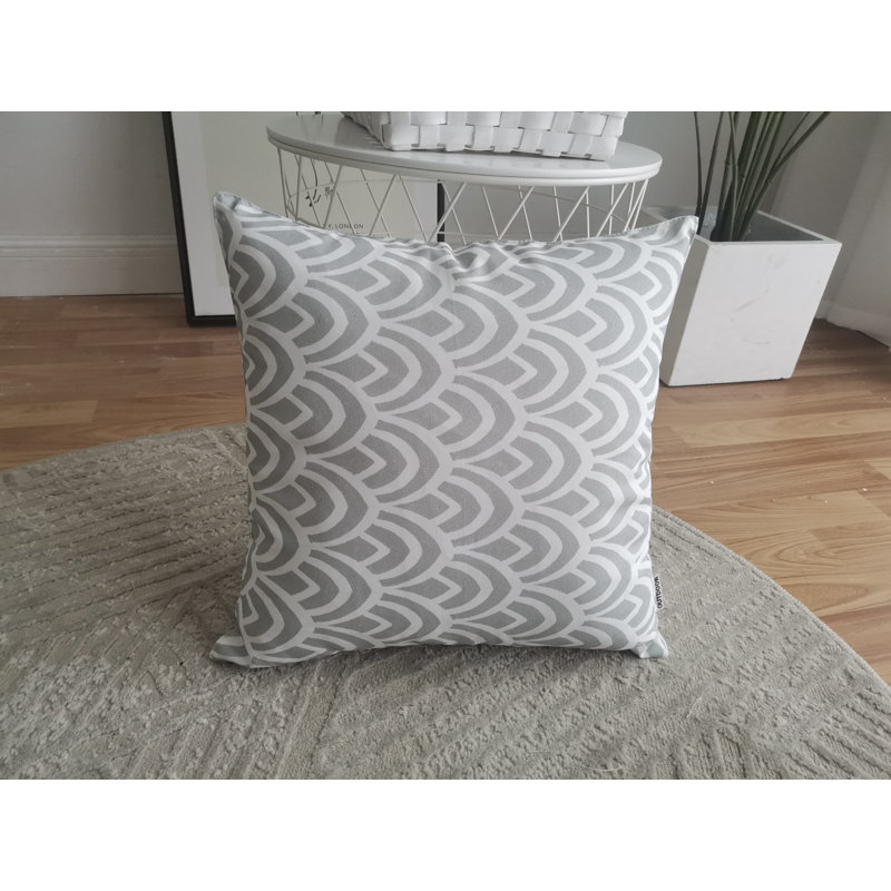 Ensemble de 2 taies d'oreiller imprimées sur fond blanc avec insertions (ensemble de 2), Bleu / blanc
