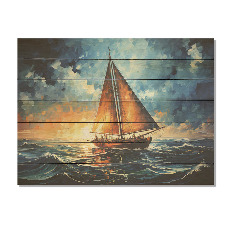 Moonlight Saiboat Horizon IV - Bateau à voile sur bois, H 10 po x l 20 po
