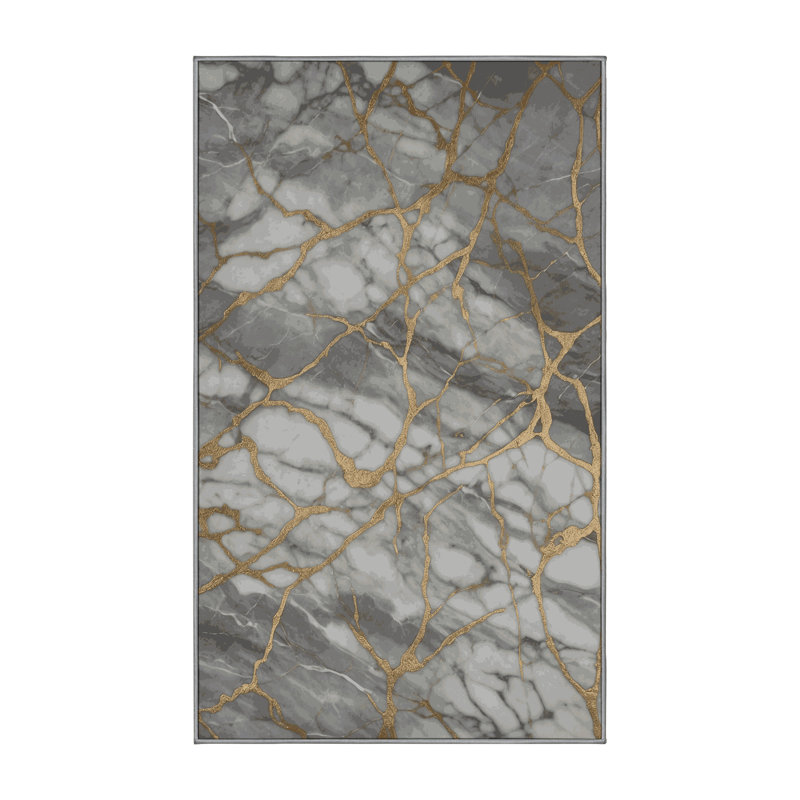 Tapis gris lavable à la machine, Rectangle 7 pi x 9 pi