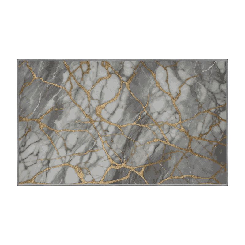 Tapis gris soyeux et moelleux, Rectangle 4 pi x 6 pi