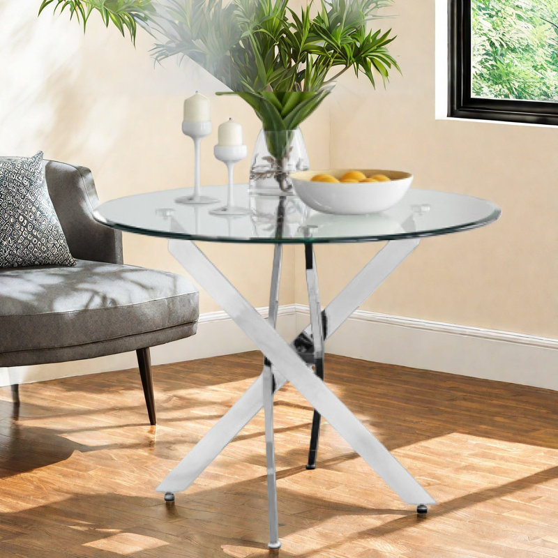 Tables de salle à manger rondes élégantes et multifonctionnelles, conception en métal de verre pour la cuisine à domicile