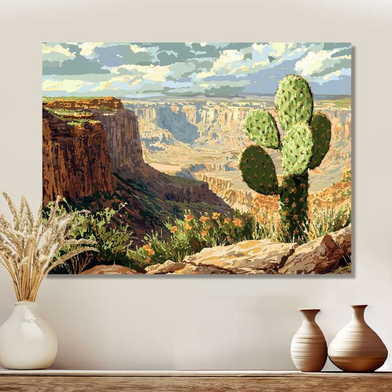 Cactus au bord du canyon - Cactus, impression murale, H 34 po x l 44 po