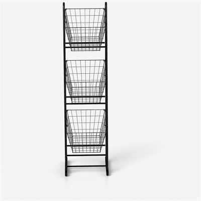 Organisateur de panier de rangement à trois niveaux avec cadre en fil métallique indépendant pour les fruits, les légumes et les garde-manger