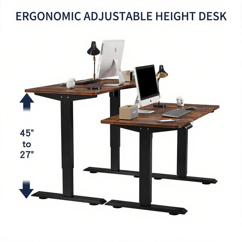 Electric Standing Desk Height Adjustable Desk For Home And Office Computer Table Gaming Desk Modern Luxiury Table 47"  Rustic Brown Lift-Up Desk