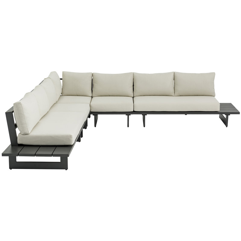 Canapé modulaire d'extérieur de 129,5 po avec coussins, gris, Crème