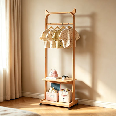 Kids Wooden Coat Rack with Storage