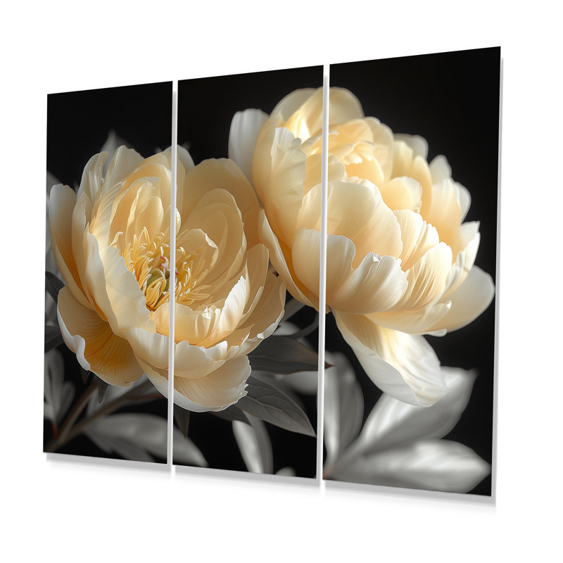 Ensemble d'art mural Saltz - pivoines, Métal métal, H 28 po x l 36 po x P 1 po