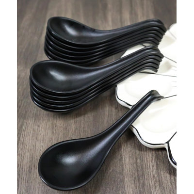 Ensemble de 12 cuillères à soupe asiatiques en mélamine avec louche Contemporary